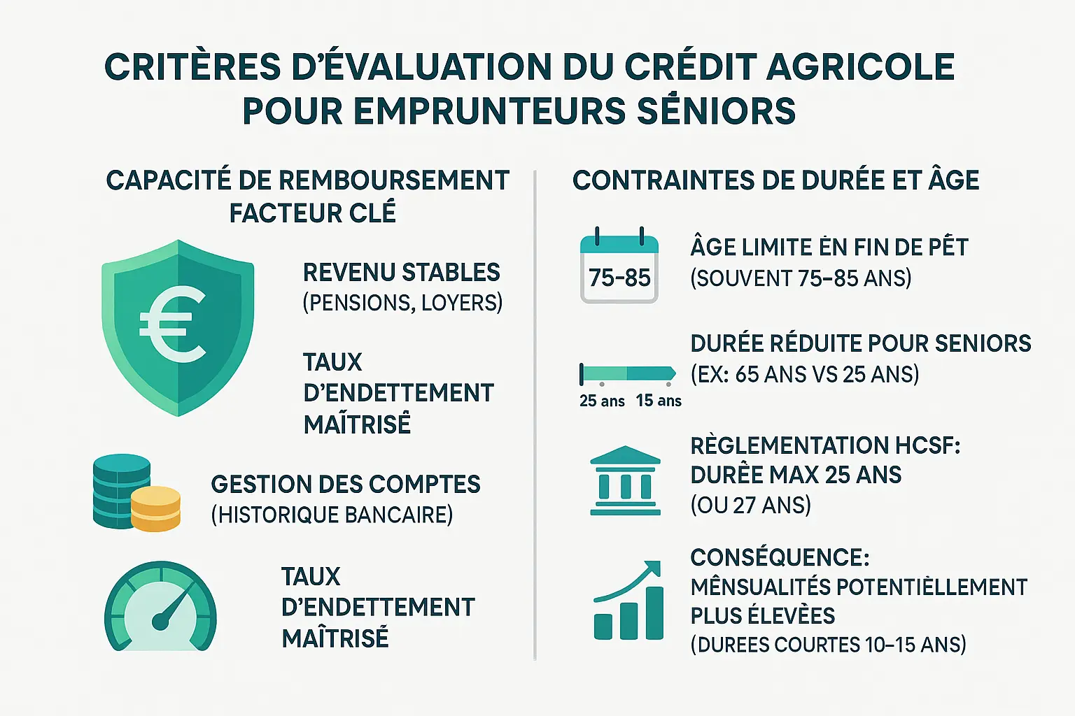 Illustration des critères d'évaluation des crédits pour seniors