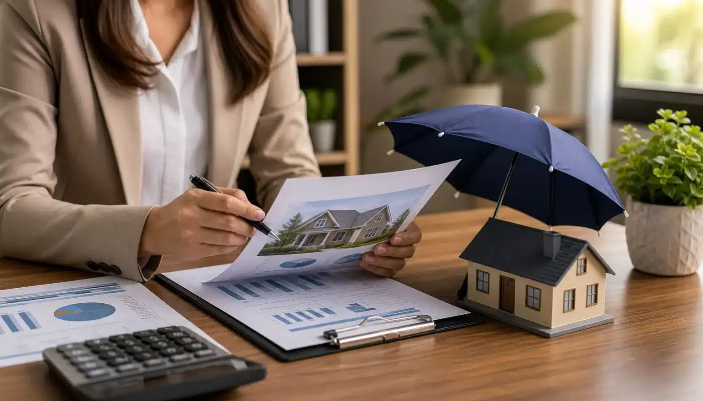 Conseiller en assurance de prêt immobilier analysant une offre financière