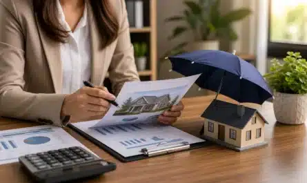 Conseiller en assurance de prêt immobilier analysant une offre financière