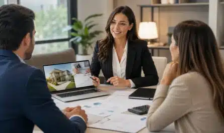 Conseillers financiers présentant avantages du crédit immobilier pour fonctionnaires
