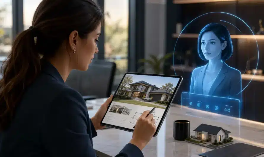 Consultation entre professionnel et agent IA pour négociation crédit immobilier