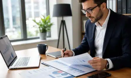 Contrat d'assurance prêt immobilier avec documents et calculatrice