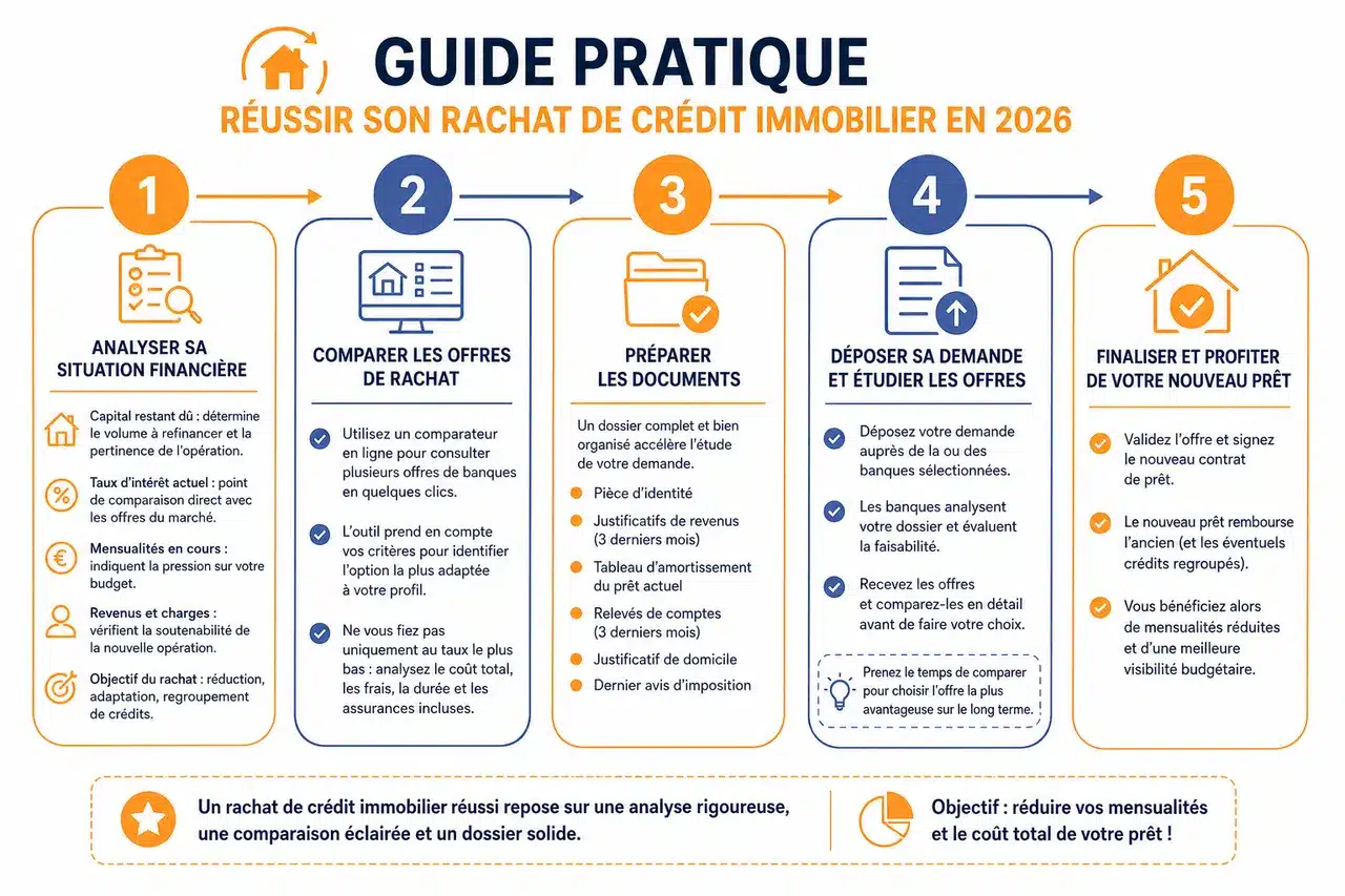 Rachat de crédit immobilier : comment réduire vos mensualités et le coût total de votre prêt ? , Guide pratique : réussir son rachat de crédit immobilier en 2026