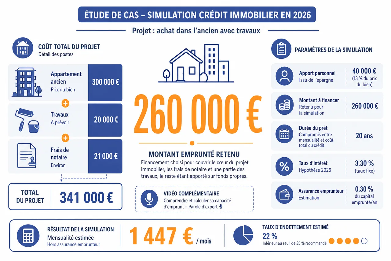 Simulation de crédit immobilier : les étapes clés pour estimer votre capacité d’emprunt , Étude de cas : exemple concret de simulation en 2026