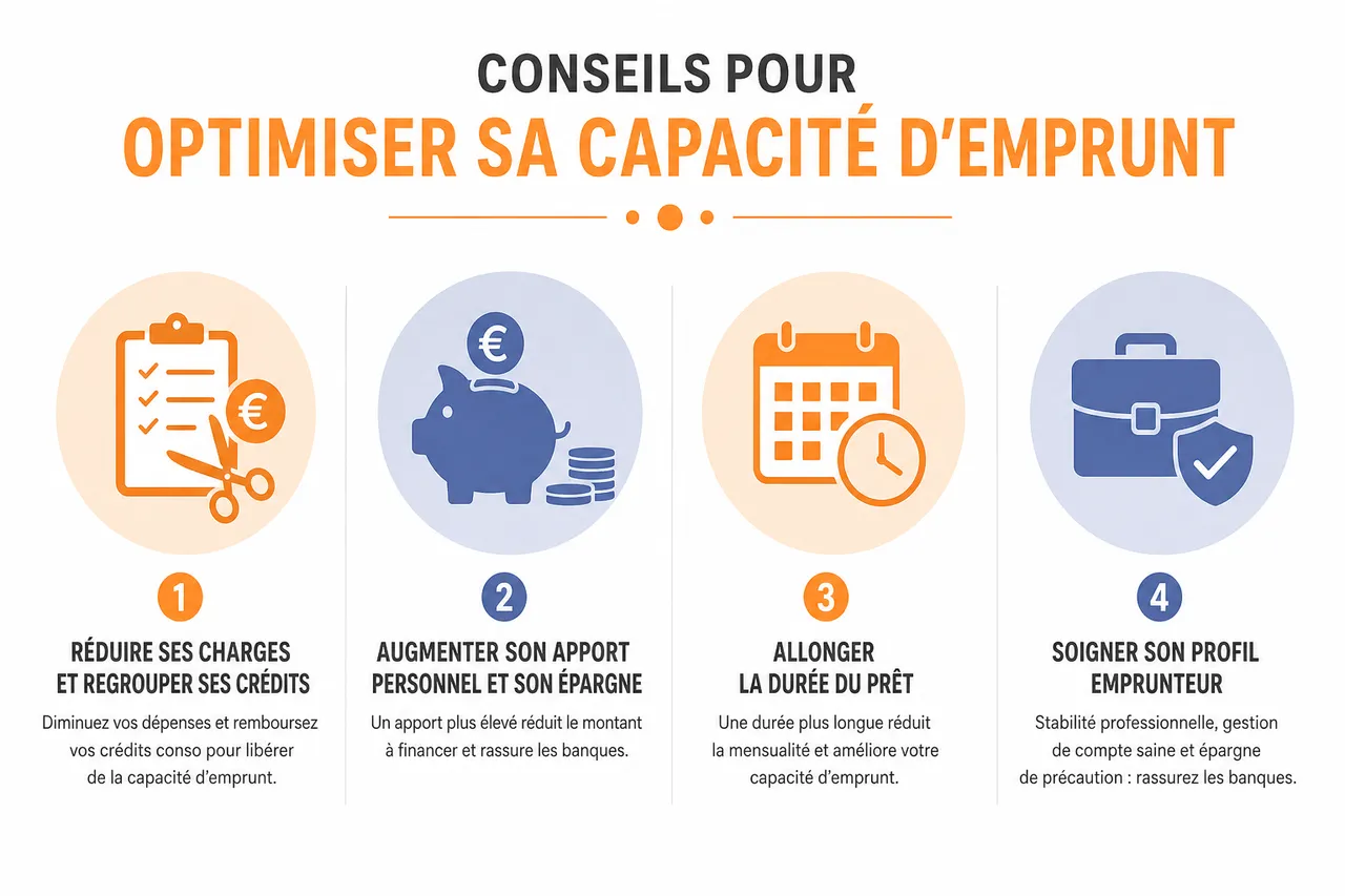 Capacité d'emprunt: comprendre et optimiser votre dossier , Conseils pour optimiser sa capacité d'emprunt
