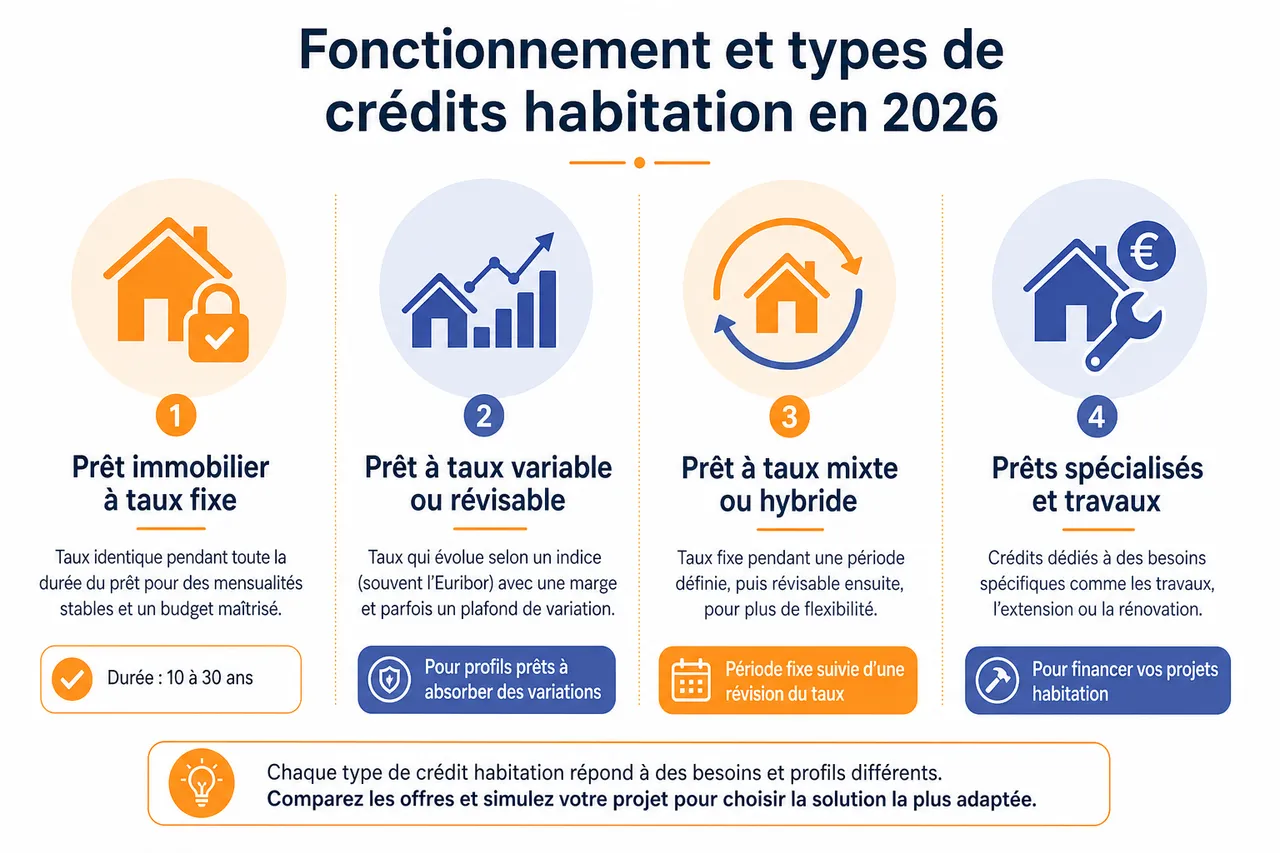 Crédit habitation, comment financer l’achat ou les travaux de votre logement sans mauvaises surprises , Fonctionnement et types de crédits habitation en 2026