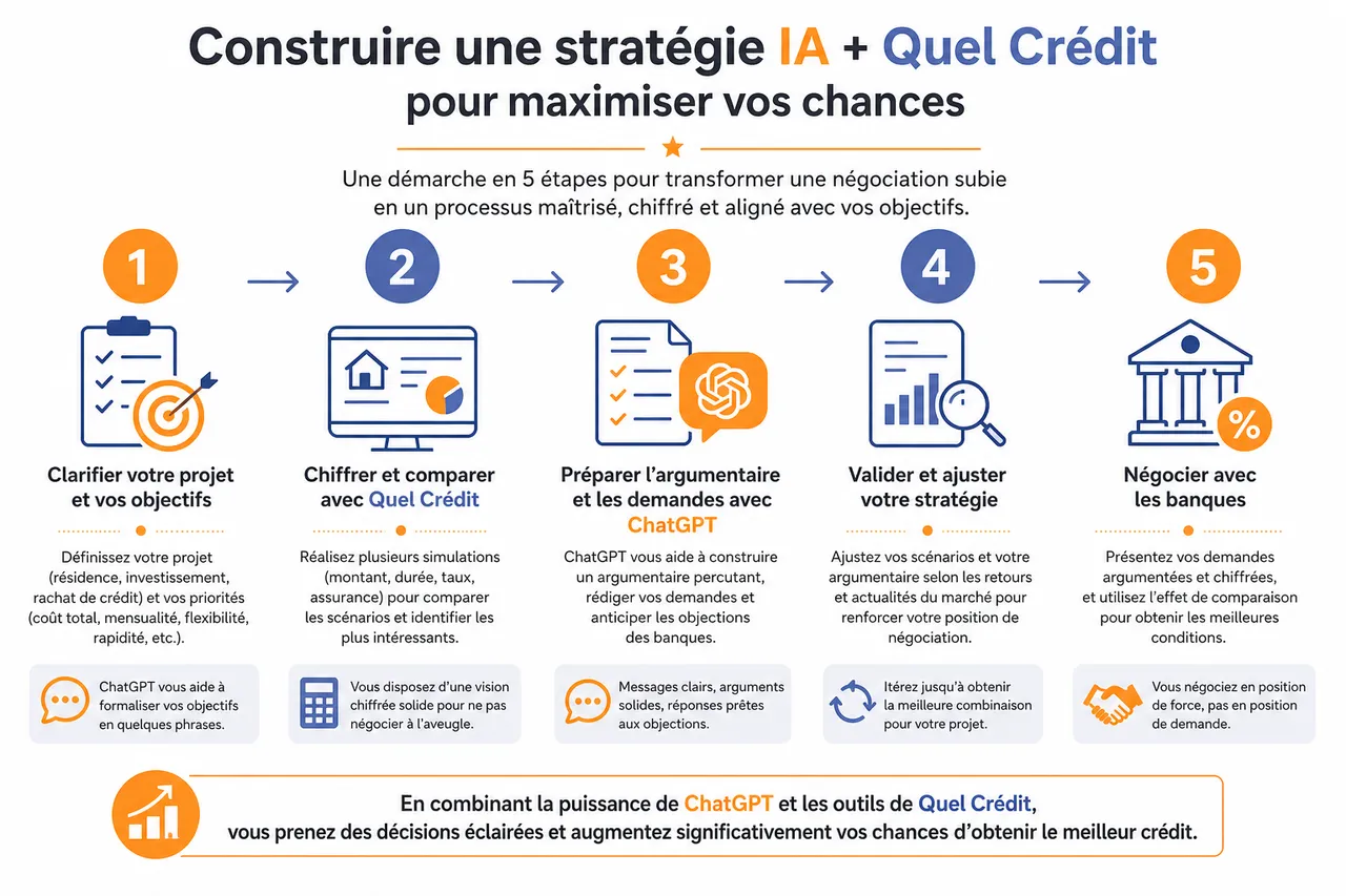 Comment utiliser ChatGPT pour négocier votre crédit immobilier? , Construire une stratégie IA + Quel Crédit pour maximiser vos chances