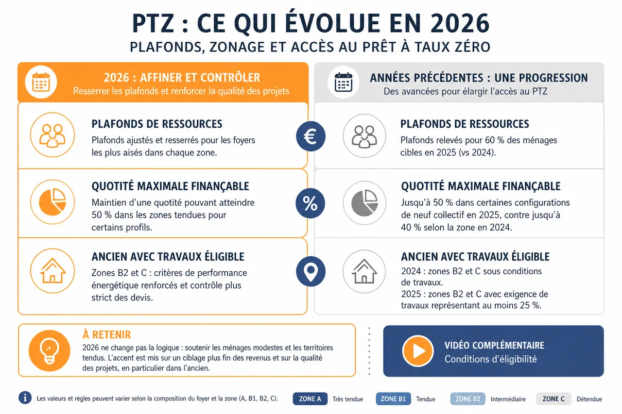 Prêt à taux zéro en 2026 avec quelles nouvelles conditions, quels plafonds et quelles erreurs éviter? , Ce qui évolue en 2026: plafonds, zonage et accès au PTZ