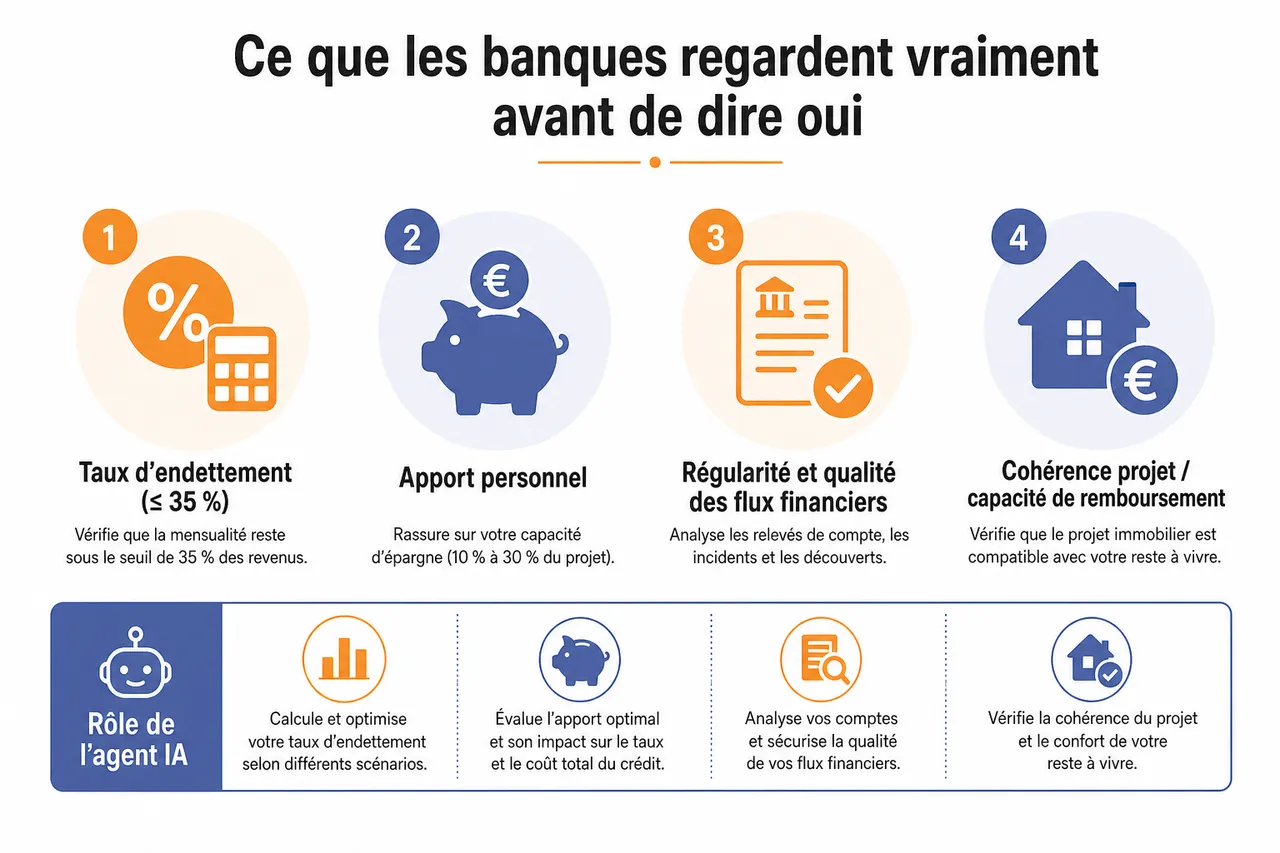 Comment négocier son crédit immobilier avec un agent IA? , Ce que les banques regardent vraiment avant de dire oui