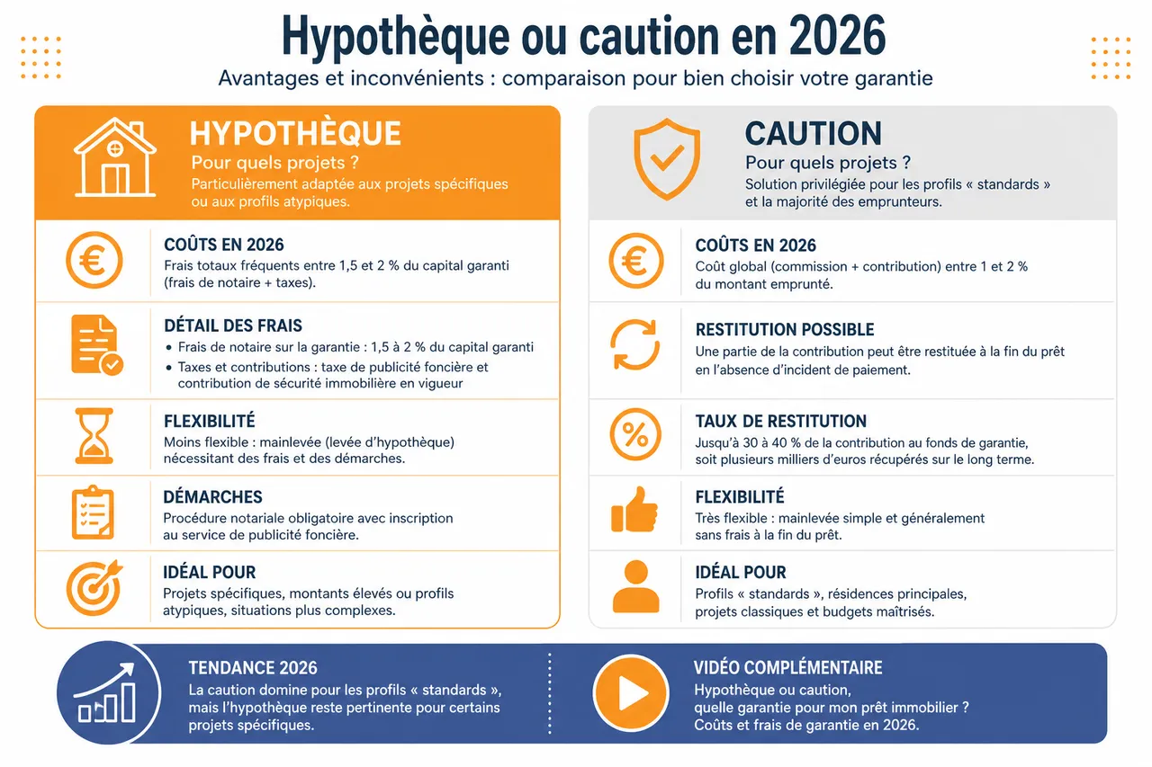 Hypothèque ou caution pour votre crédit immobilier que choisir quand on hésite? , Avantages et inconvénients de l’hypothèque et de la caution en 2026