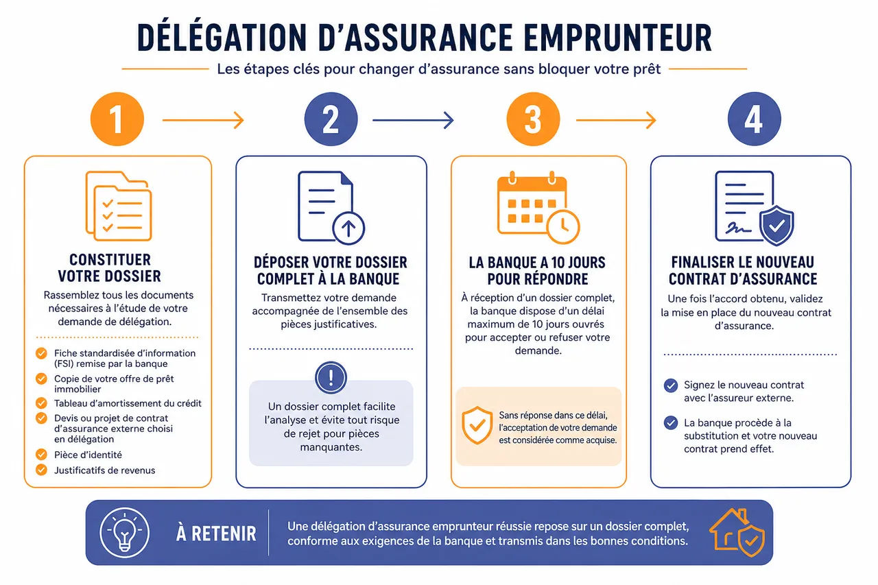 Délégation d’assurance emprunteur, comment changer d’assurance sans bloquer votre prêt , Étapes détaillées de la démarche de délégation d’assurance emprunteur