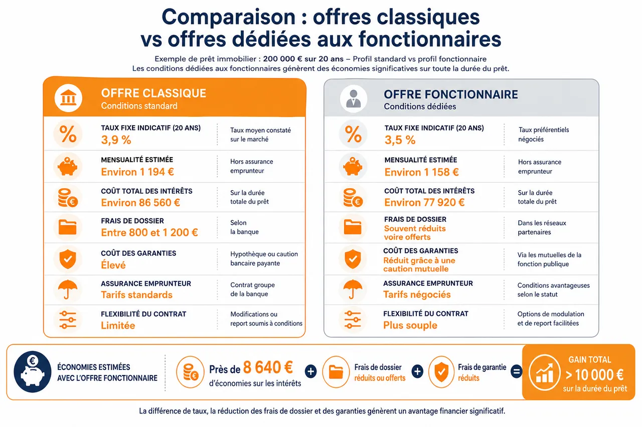 Crédit immobilier pour fonctionnaires, avantages spécifiques, taux et conditions à connaître , Comparaison: offres classiques vs offres dédiées aux fonctionnaires