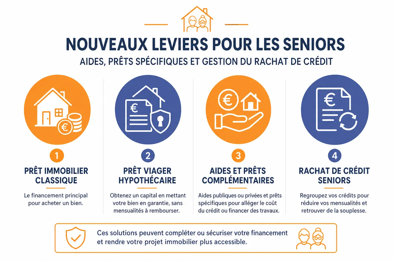 Crédit immobilier après 60 ans, quelles solutions pour les seniors encore acheteurs? , Nouveaux leviers pour les seniors: aides, prêts spécifiques et gestion du rachat de crédit