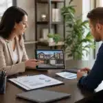 Conseillers financiers analysant un projet de crédit habitation