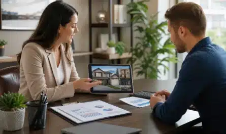 Conseillers financiers analysant un projet de crédit habitation