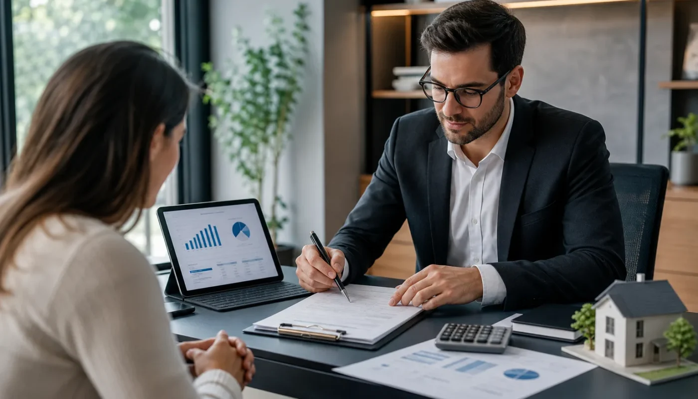 Calculatrice et documents financiers pour optimiser capacité d'emprunt