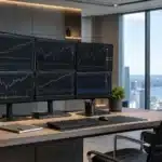 Portefeuille d'investissement PEA avec graphiques financiers et actions