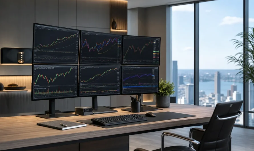 Portefeuille d'investissement PEA avec graphiques financiers et actions