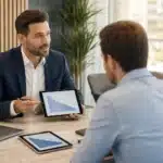 Conseillers financiers analysant un plan de rachat de crédit immobilier