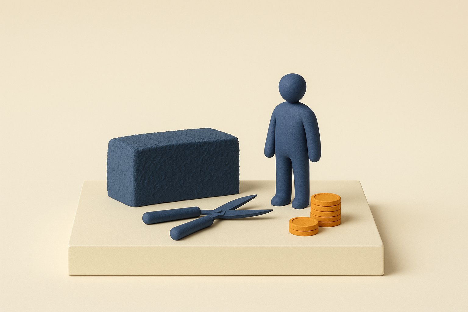 Maquette miniature d'une haie avec securateur et pieces, credit d'impot jardinage