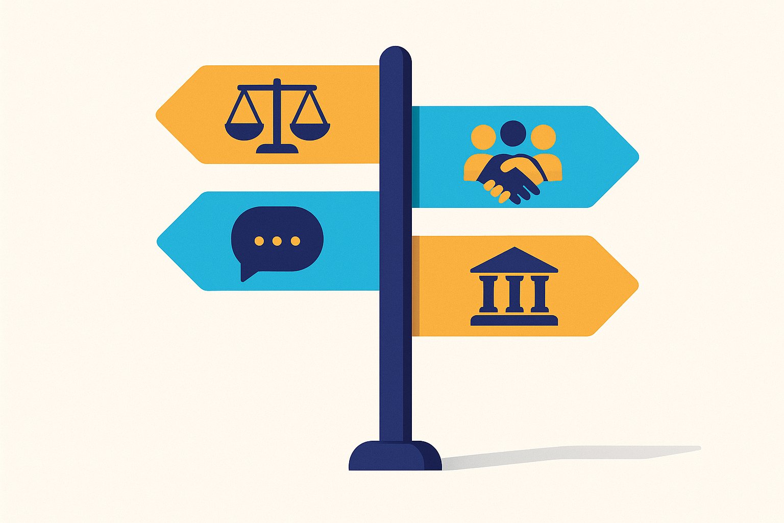 Illustration des différentes voies de recours : avocat, association, médiateur et Banque de France