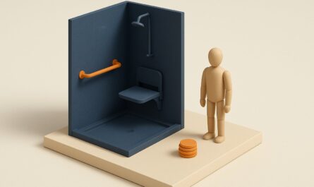 Douche à l'italienne sécurisée pour senior avec siège et barre d'appui, aides financières 2026