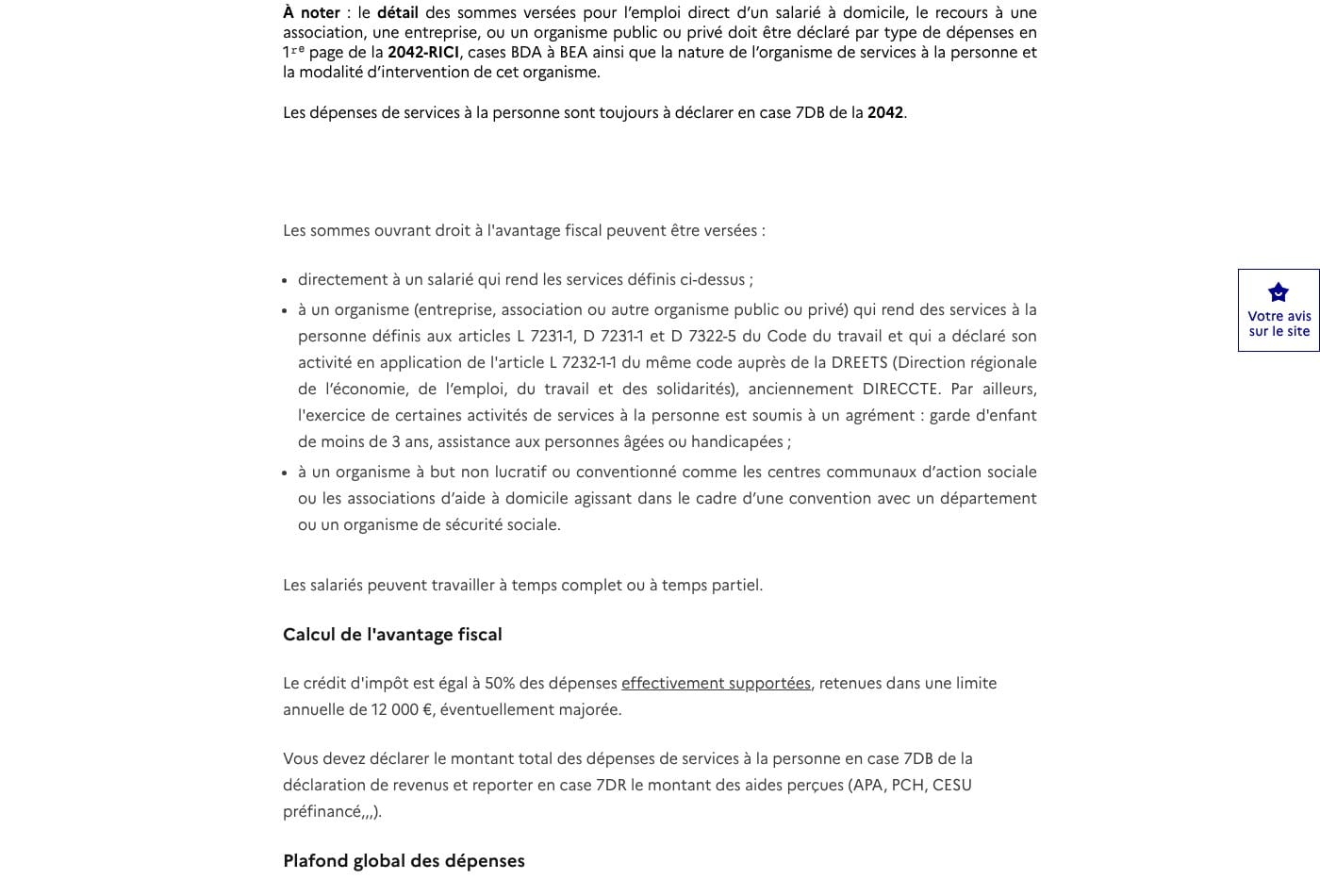 Capture impots.gouv.fr indiquant les cases 7DB, 7DR et BDA a BEA de la declaration