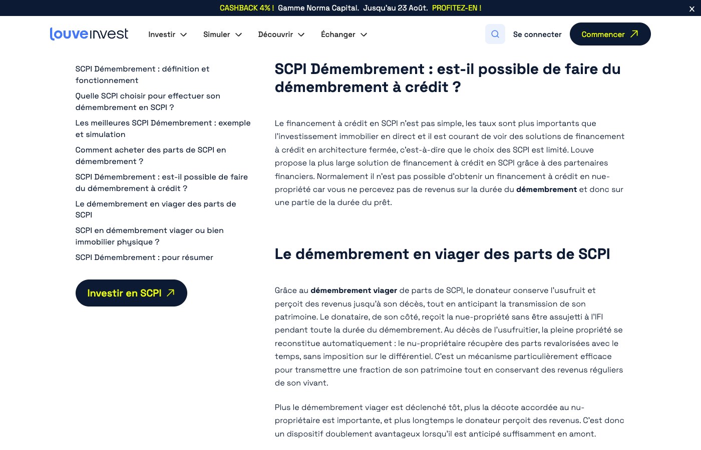 FAQ de Louve Invest indiquant qu il n est normalement pas possible d obtenir un financement a credit en nue-propriete de SCPI
