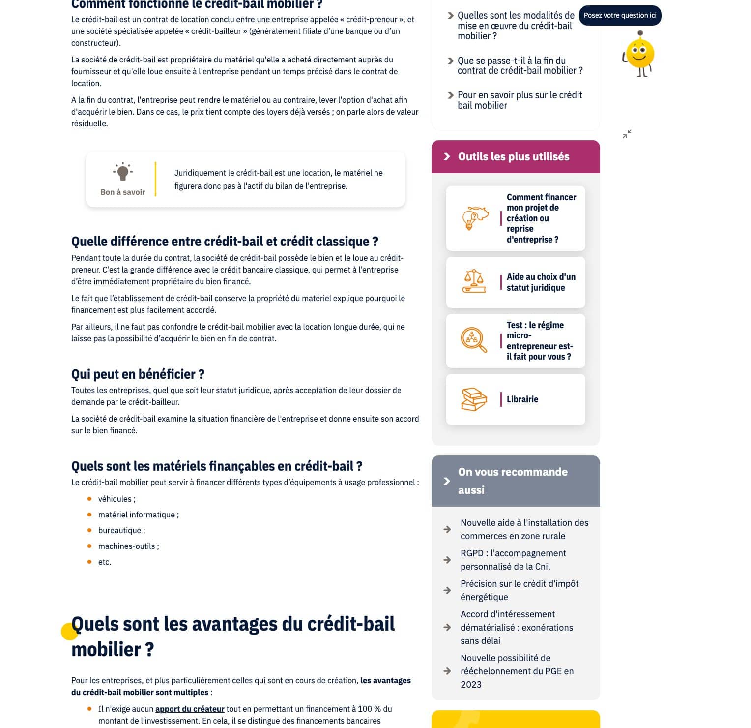 Fiche crédit-bail mobilier de Bpifrance Création