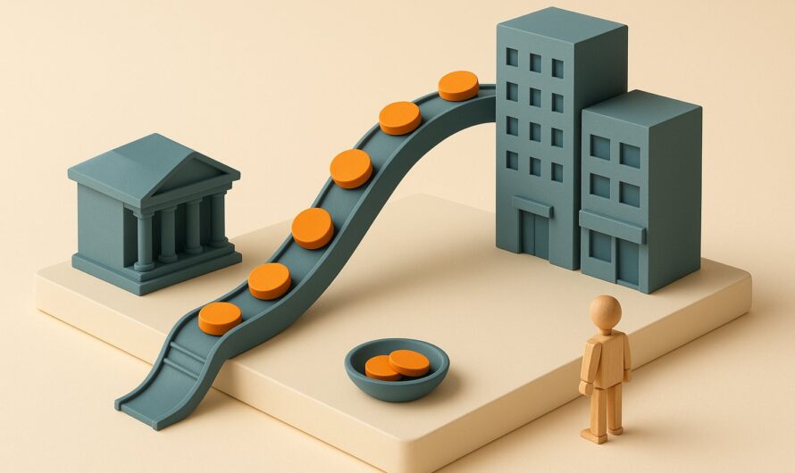 Diorama miniature d un crédit finançant un portefeuille de SCPI