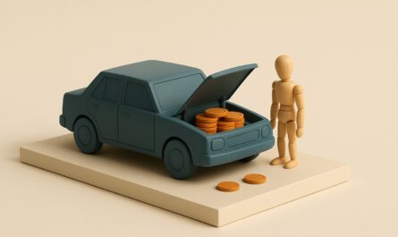 Maquette de voiture au capot ouvert rempli de jetons, image du cout reel d un credit auto